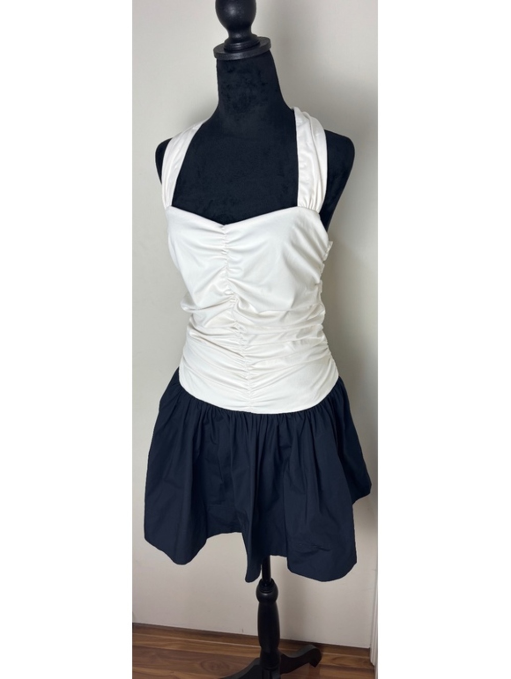 NWT Anthropologie Maeve Halter Twofer Mini Dress Black White Medium $168